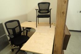 Lot of L-Shaped Work Station, Task Chair, Side Chair and Bi-Fold Screens.