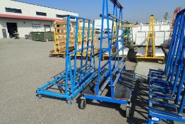 Lot of Bromer Inc. 4-Wheel Double Sided Glass Rack and Bromer Inc. 4-Wheel Single Sided Glass Rack.