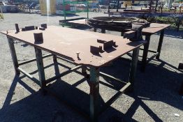 Lot of Steel 4'x8' Shop Table w/6" Vice, Steel 4'x8' Shop Table and Wire Cable.