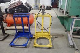 Lot of (2) 4-Wheel Barrel Carts w/(1) Graco Fast-Ball Air Powered Pump.