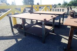 Lot of (2) Steel 4'x8' Shop Tables w/(1) 6" Vice.