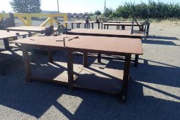 Lot of (2) Steel 4'x8' Shop Tables w/(2) 6" Vices.