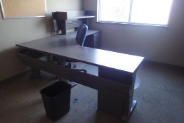 Lot of L-Shaped Desk, Pedestal and Task Chair.