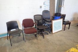 Lot of (5) Asst. Chairs, Framed Print, Carpet Savers, Lateral 4-Drawer File Cabinet, etc.