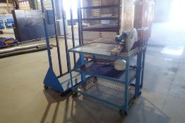 Lot of Mobile 3-Tier Cart w/Makita Chop Saw and Mobile Rack.