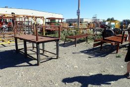 Lot of Steel 4'x8' Shop Table and (3) Asst. Size Sandblast Tables-YELLOW PAINT.