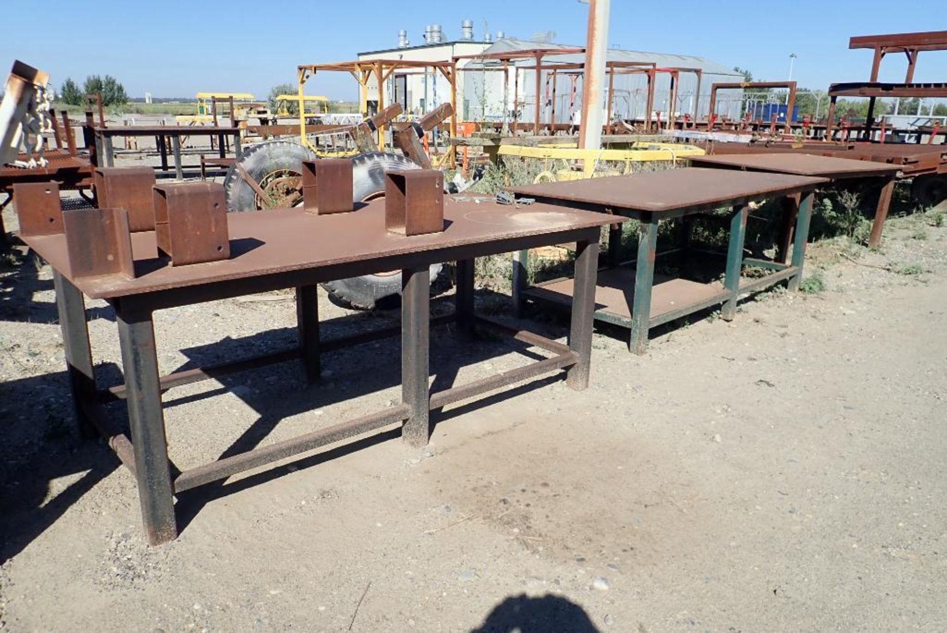 Lot of (3) Steel 4'x8' Shop Tables-SILVER PAINT.