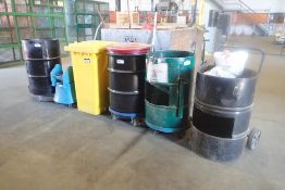 Lot of Spill Kit, Mop Pail and (4) Barrels w/Barrel Carts.