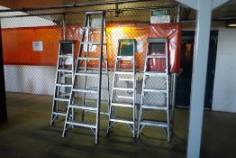 Lot of (3) Aluminum 6' Step Ladders and Aluminum 8' Step Ladder.