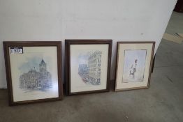 Lot of Historic Calgary Prints and Fisherman Print.