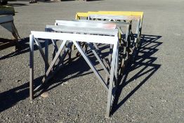 Lot of (8) Asst. Steel Sawhorses-GREEN PAINT.