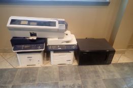 Lot of (2) Xerox Printers, Eltron P520 ID Card Printer and Microwave.