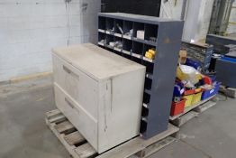 Lot of Parts Cabinet w/Contents and Lateral 2-drawer File Cabinet.