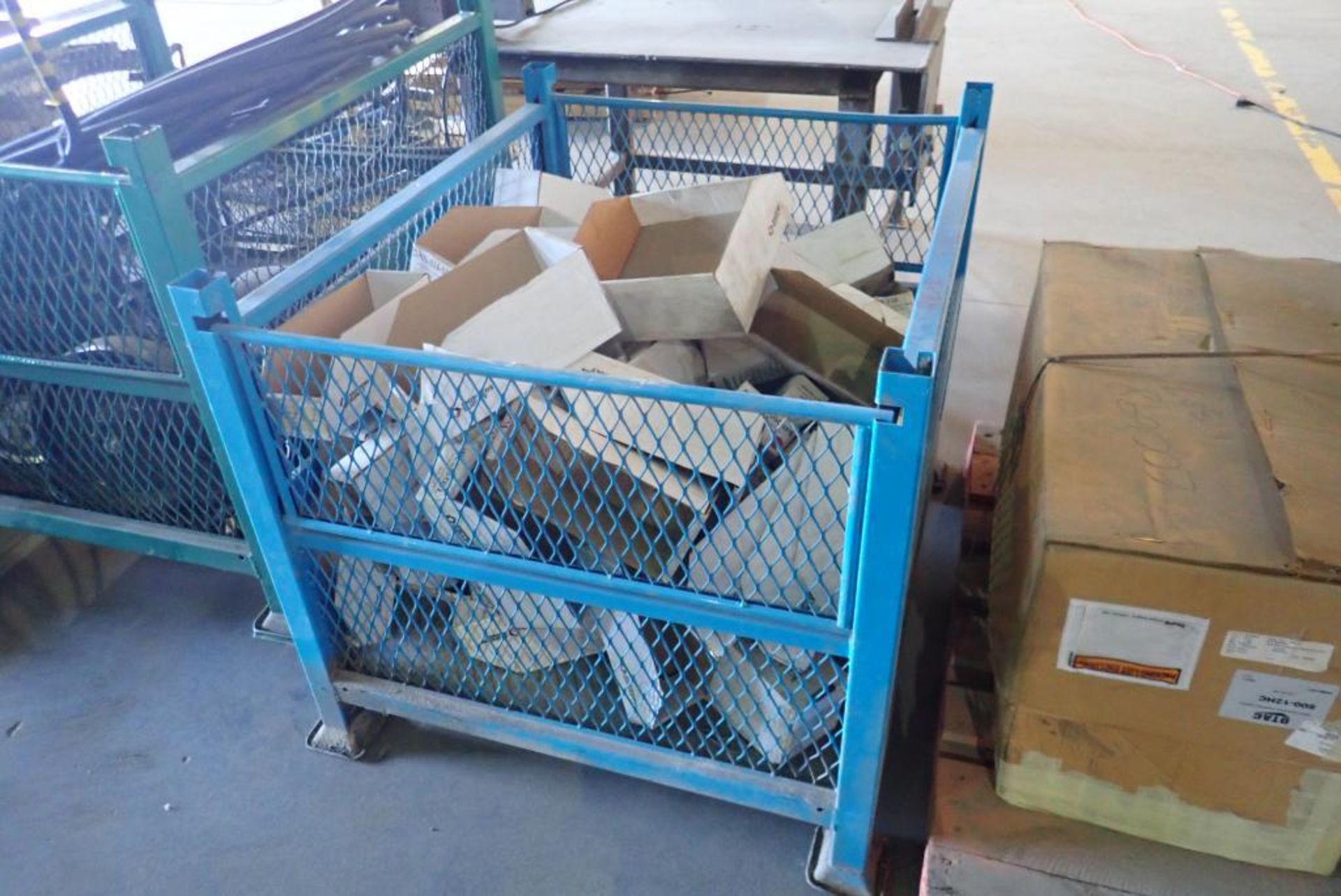 Stackable Wire Parts Basket w/Cardboard Parts Bins.