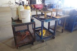 Lot of (2) 2-Tier Warehouse Carts, Metal Stand, Chain Come-Along, etc.