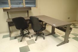 Lot of L-Shaped Desk and (2) Task Chairs.