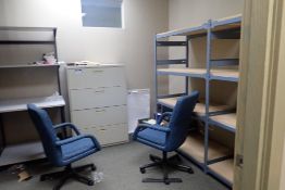 Lot of EZ-Rect Shelving, (2) Worktables, (4) Task Chairs, etc.