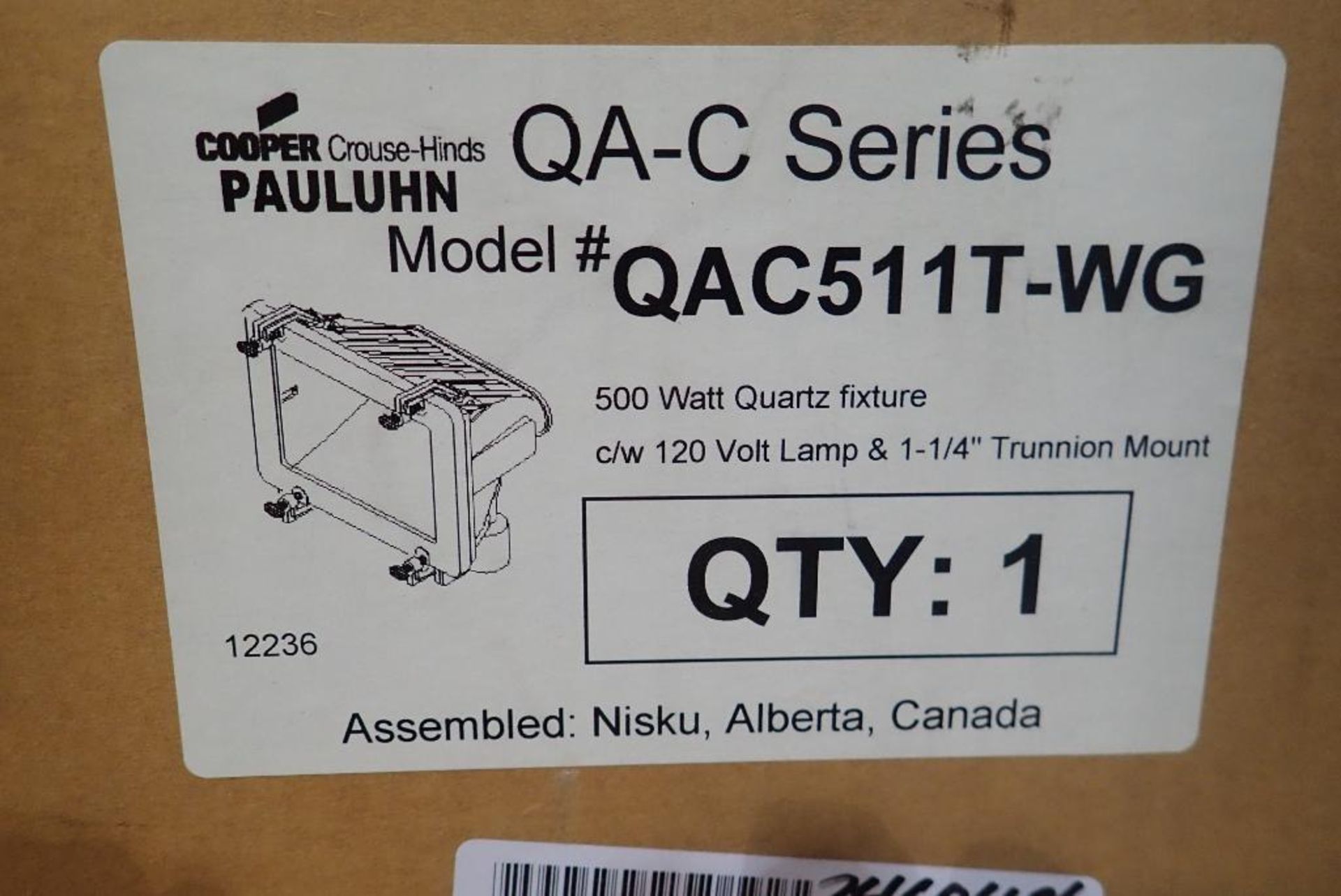 Lot of (4) Cooper Crouse-Hinds QAC511T-WG 500W Quartz Halogen Lights. - Image 2 of 2