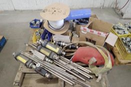 Lot of Hydraulic Flow Meters, Pipe Lifting Sling, Stainless Steel Fittings and Hose Wraps.