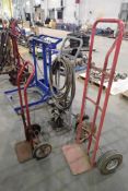 Lot of Diaphragm Pump w/ Cart and (2) 2-Wheel Warehouse Carts.