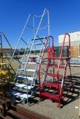 Lot of Mobile 8' Warehouse Stairs and Mobile 5' Warehouse Stairs.