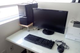 Lot of Desktop Computer, Benq Flatscreen Monitor, Keyboard, UPS, and Mouse.