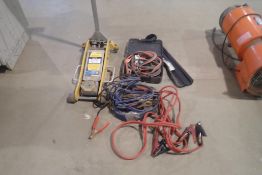 Lot of Power Fist 2 1/2-ton Floor Jack and Jumper Cables.