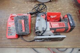 Milwaukee Cordless Jigsaw w/ Charger and (2) Batteries.