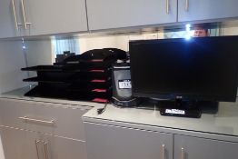 Lot of LG Flatscreen Monitor, Electric Heater, In/Out Trays, etc.