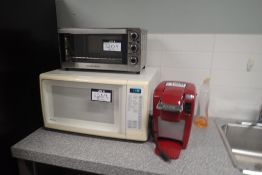 Lot of Keurig Coffee Maker, Sanyo Microwave and Hamilton Beach Toaster Oven.