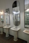 Mansfield Pedestal Sink w/ Delta Faucet and 24"x72" Wall Hung Mirror.
