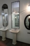 Mansfield Pedestal Sink w/ Delta Faucet and Rectangular 24"x72" Wall Hung Mirror.