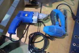 Lot of Power Fist Electric Shear and Electric Brad Nailer.