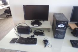 Lot of Desktop Computer, LG Flatscreen Monitor, UPS, Keyboard and Mouse.