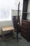 Lot of End Table, Mirror, Coat Tree and Privacy Board.