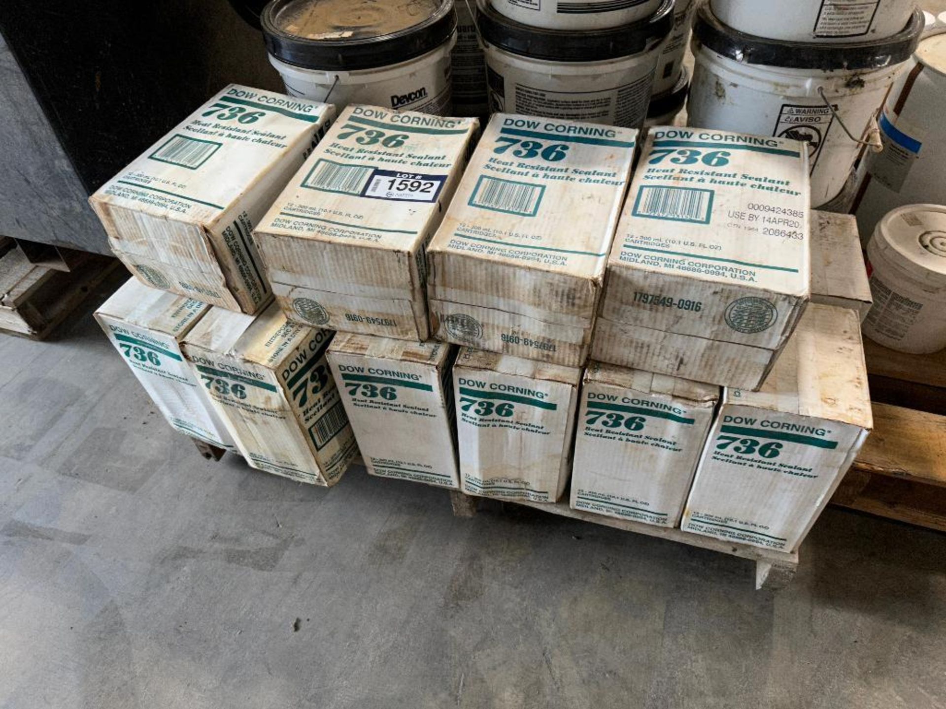 Lot of (16) Boxes of Asst. Dow Corning 736 Heat Resistant Sealant