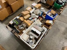 Pallet of Asst. Fittings, Nipples, Controls, Integrated Circuits, etc.