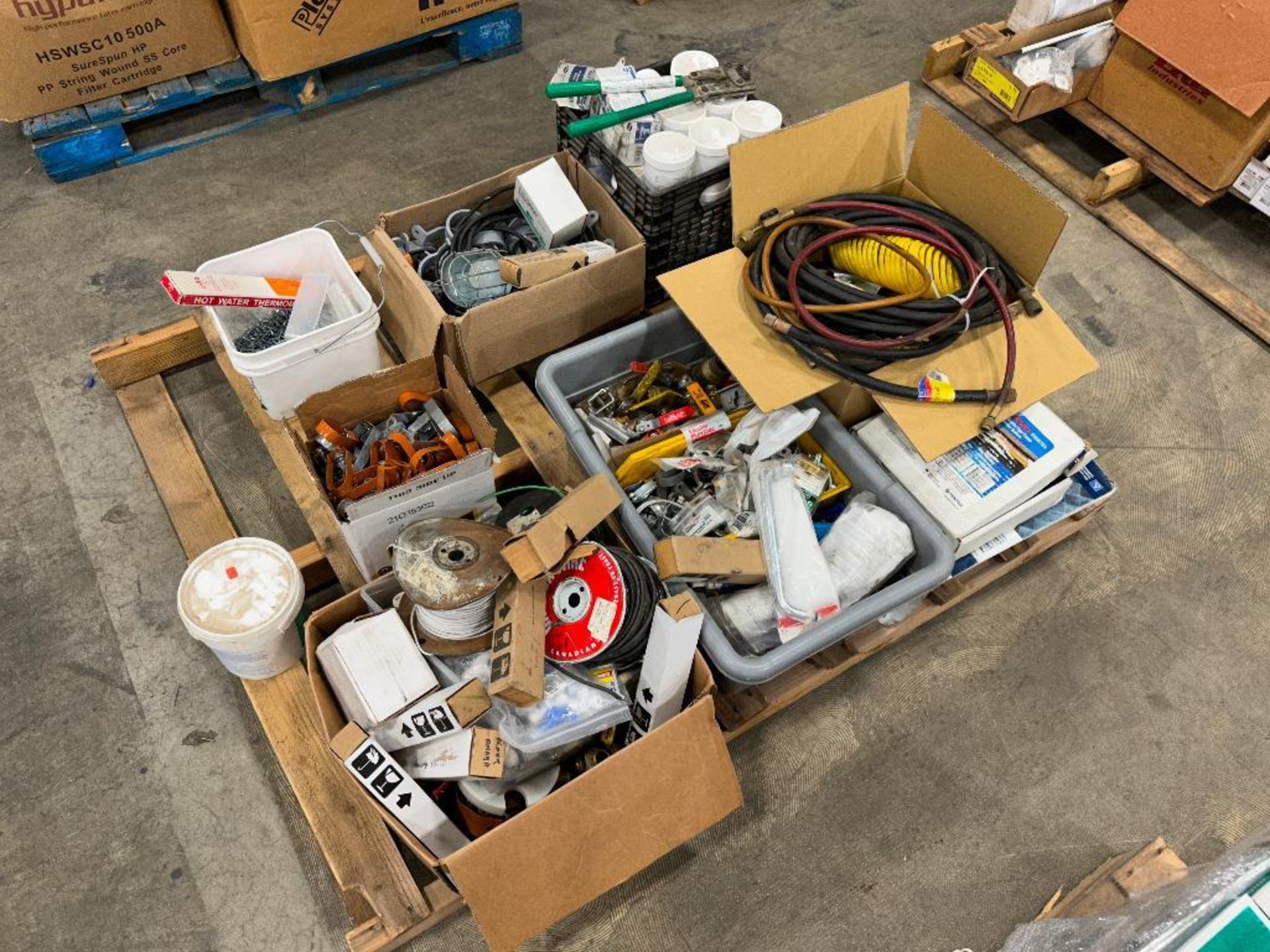 Pallet of Asst. Hose, Valves, Fittings, Wire, Descaler, Screws, etc. - Image 2 of 3