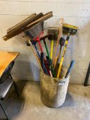 Lot of Asst. Brooms, Squeedgees, Dust Pans, etc.