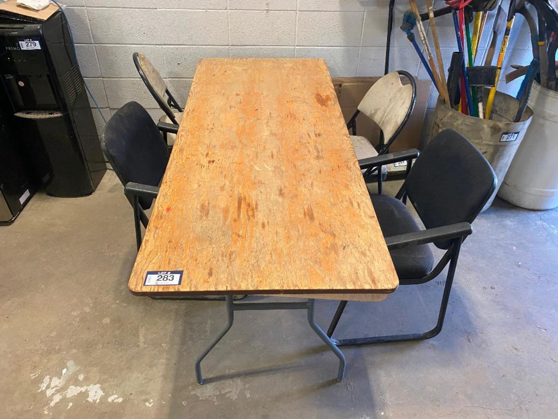 Wooden Folding Lunch Table w/ (2) Side Chairs and (2) Folding Chairs - Image 2 of 3