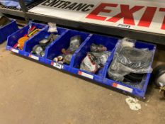 Lot of (5) Parts Bins w/ Asst. Cable Guard, Lights, etc.