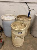 Lot of (3) Asst. Barrels including Barrel Pump and 50/50 Premix Coolant