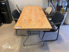 Wooden Folding Lunch Table w/ (2) Side Chairs and (2) Folding Chairs