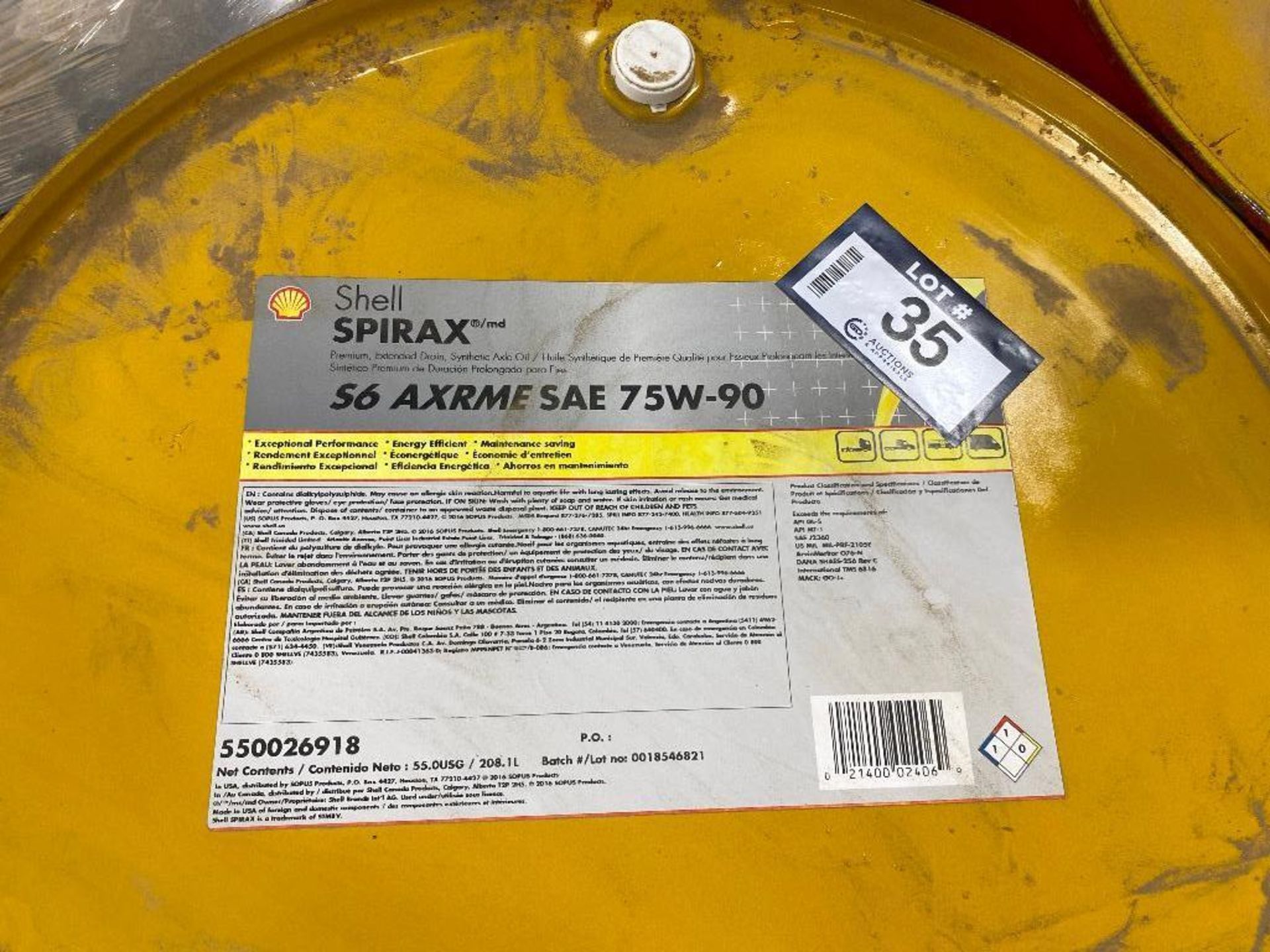 (1) 208L Drum of Shell Spirax S6 Axrme75W-90 Synthetic Axle Oil - Image 2 of 2