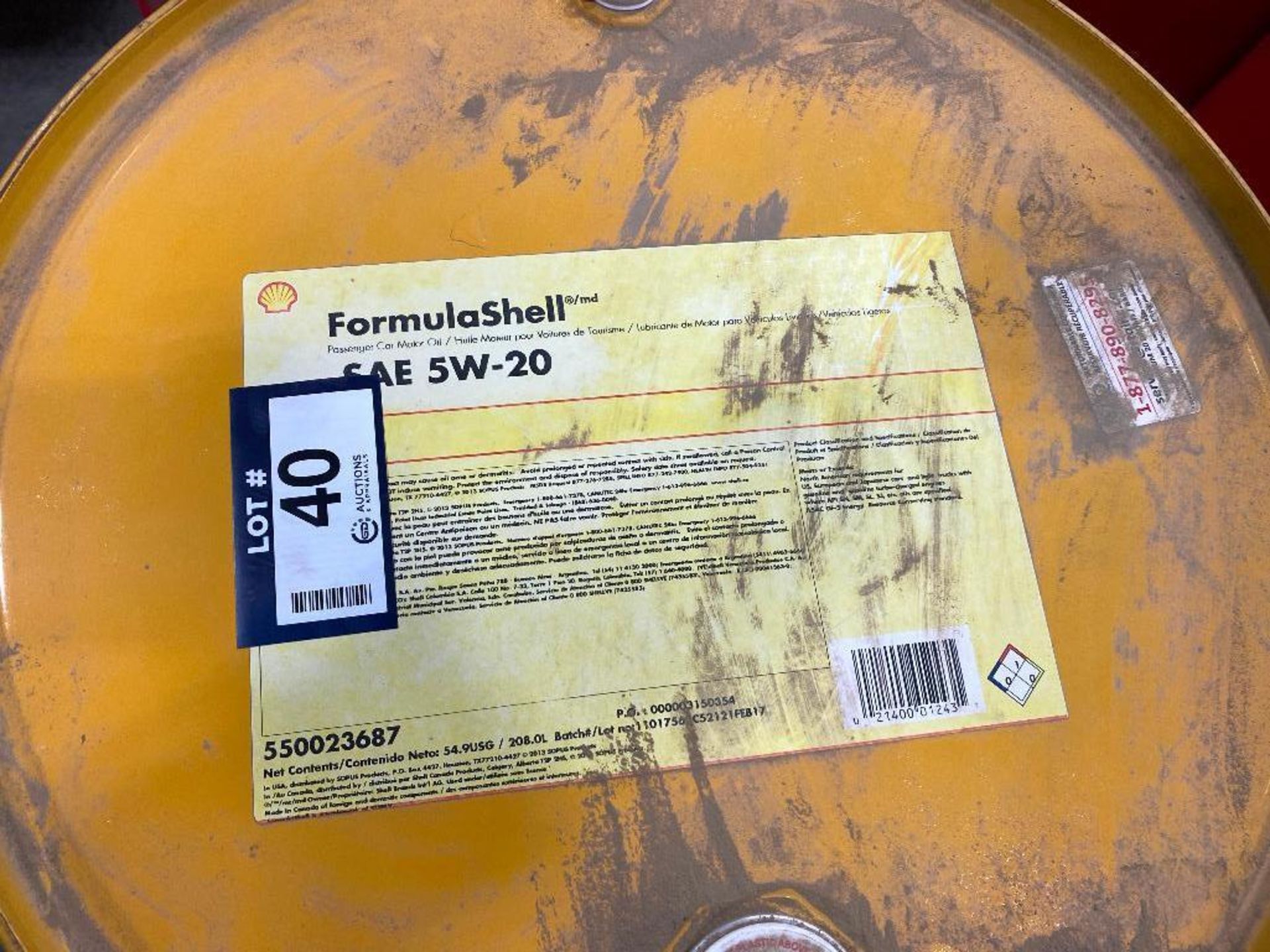 (1) 208L Drum of FormulaShell 5W-20 Motor Oil - Image 2 of 2