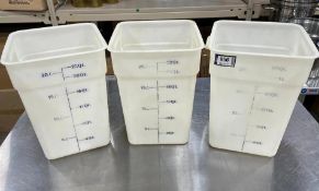 22 QT SQUARE WHITE FOOD STORAGE CONTAINER - LOT OF 3 - *NO LIDS*