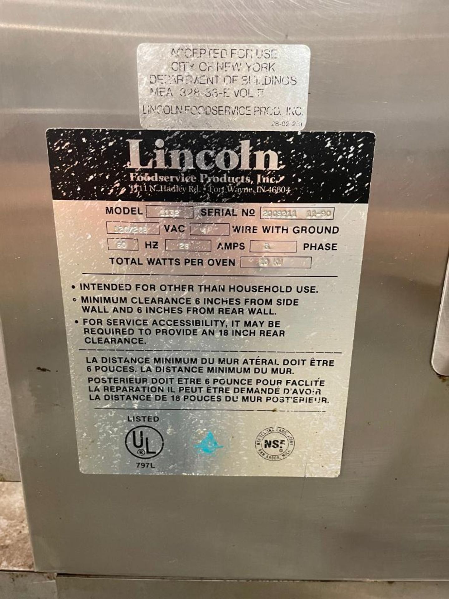 LINCOLN 1132 DOUBLE IMPINGER ELECTRIC CONVEYOR PIZZA OVEN - Image 10 of 13