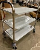 31" X 17" STAINLESS STEEL 3 TIER BUSSING CART - NEW - OMCAN 24419