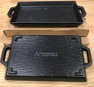 7.5" X 4.5" CAST IRON CASSEROLE DISHES, ARCOROC FJ514 - LOT OF 2 - NEW