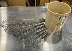 MEDALTA CROCK WITH ASSORTED SIZE WHISKS